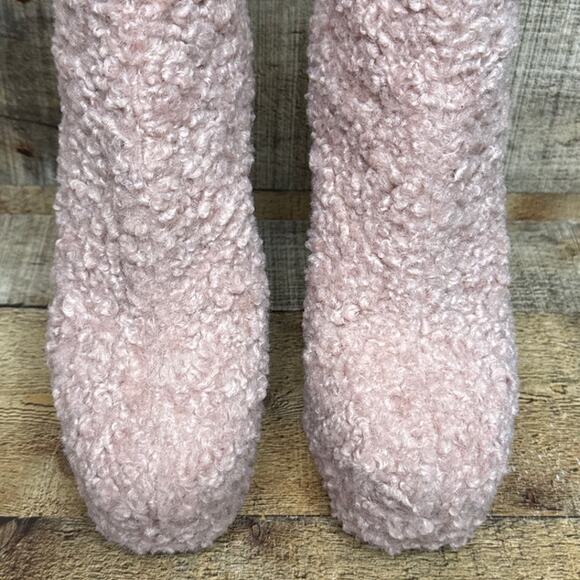 Shellys London High Heel Platform Boots Light Pink Sherpa Wool Effect Size 9 - Picture 2 of 13